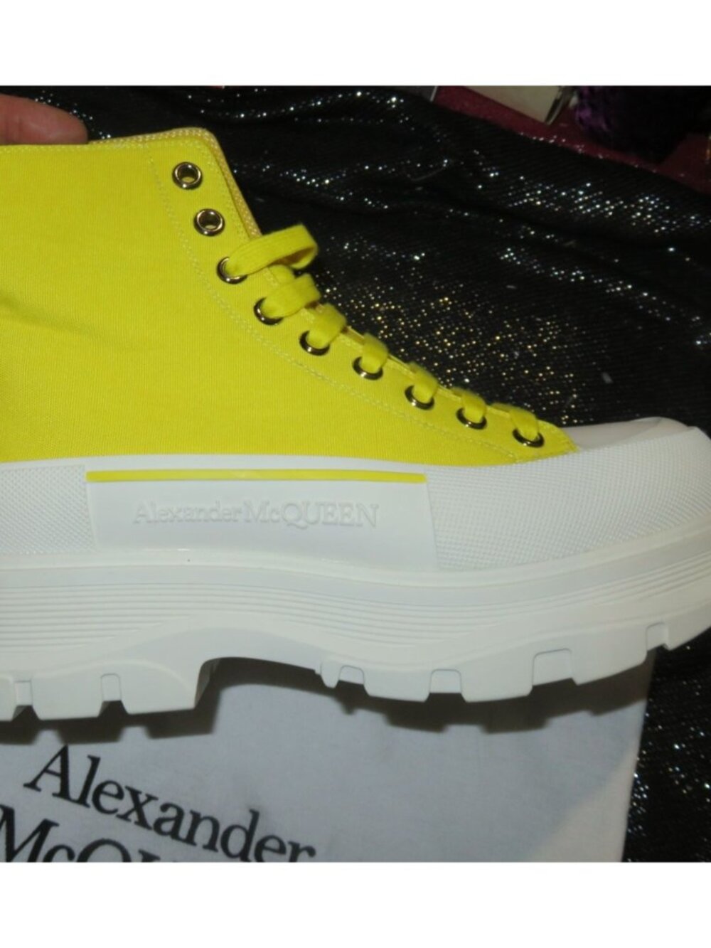 Alexander McQueen Tread Slick Sneakers in Yellow Canvas size 41 Mens 8 womens 10 - Picture 4 of 12